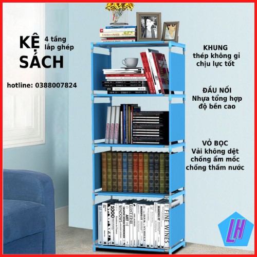 Kệ sách đa năng 4 tầng lắp ghép