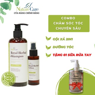 Combo chăm sóc tóc chuyên sâu gội xả 2in1 & dưỡng tóc thảo mộc naturecare