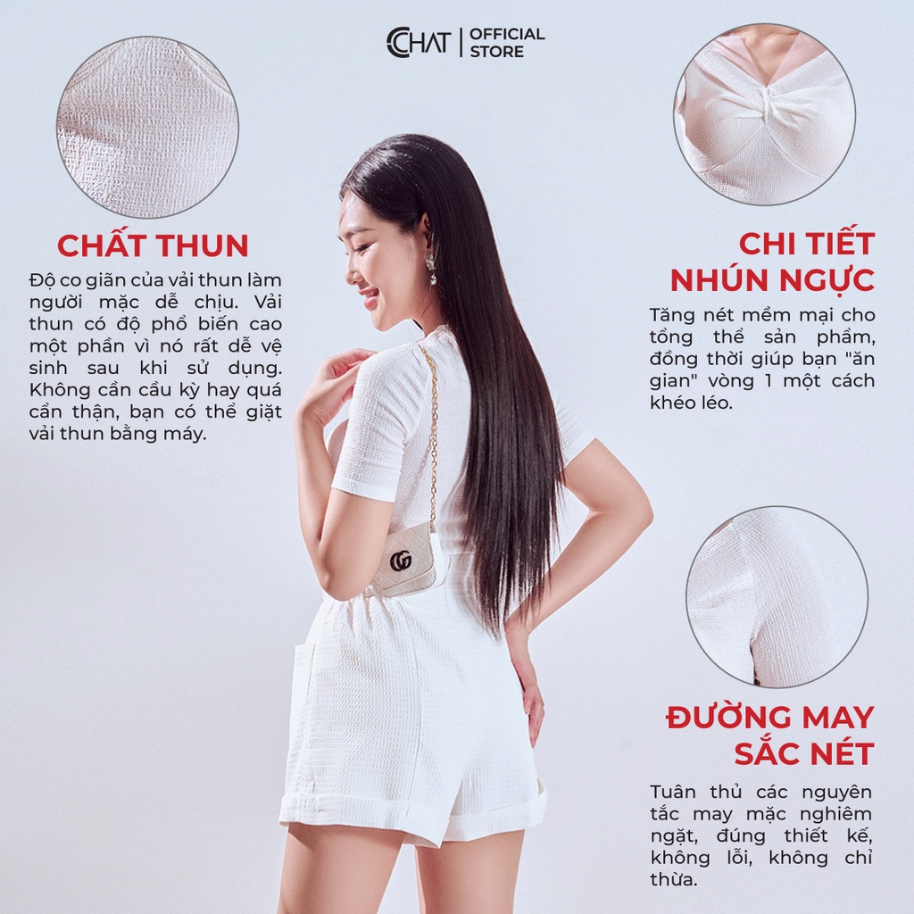 Áo Thun 𝐂𝐂𝐇𝐀𝐓 Phối Lưới Cổ Chất Thun Mềm Mại Phong Cách Trẻ Trung 12TNC8006OT