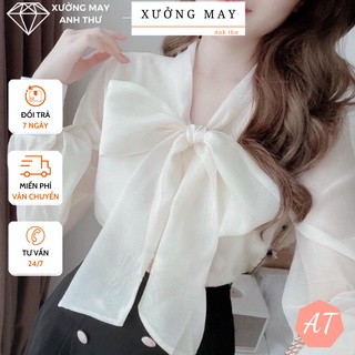 Áo sơ mi công sở nữ cực xinh, Áo nơ 2 lớp nữ mẫu mới chất đẹp mặc tôn dáng điệu đà. mã 530