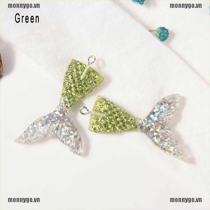 [COD+monnygo]10PCS Mixed Glitter Mermaid Fish Tail Resin Charm Pendant Fit