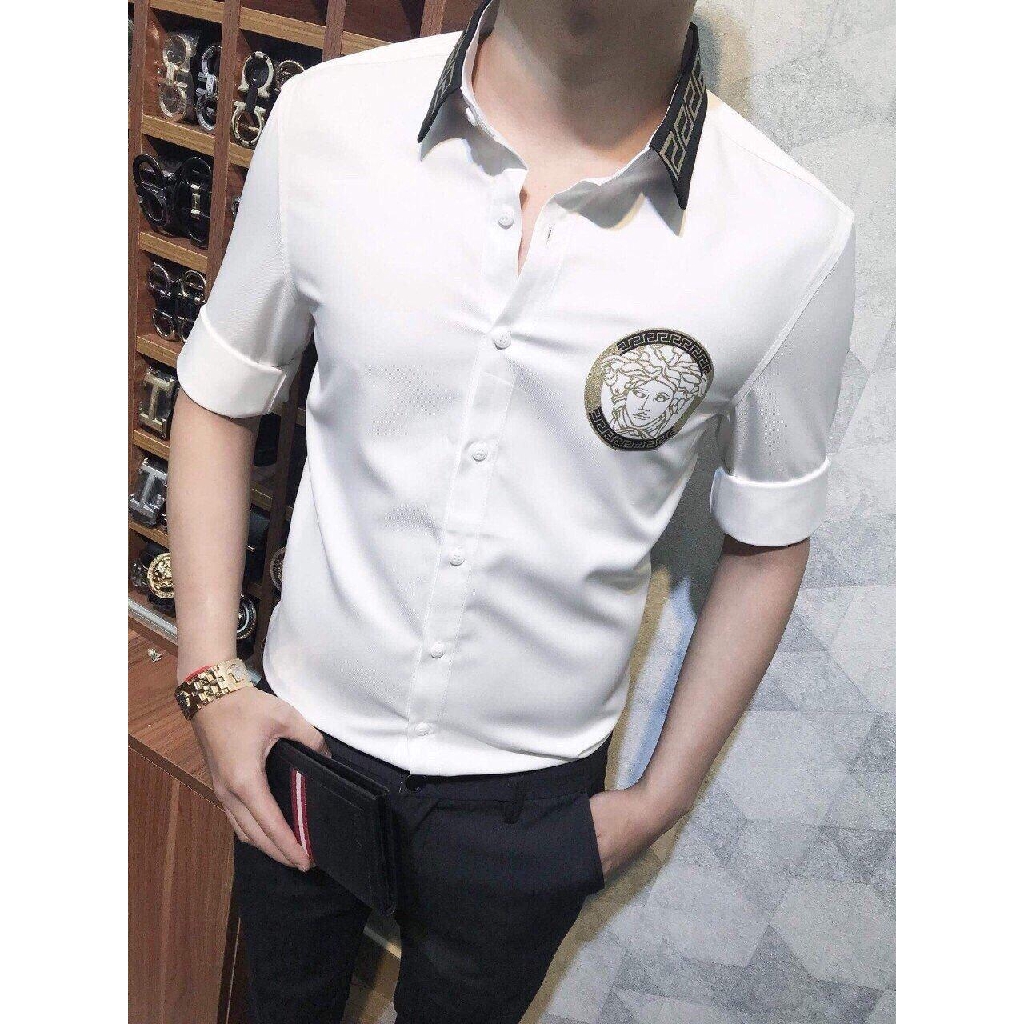 ÁO SƠ MI NAM THÊU 2 MÀU TRẮNG ĐEN CAO CẤP ĐẸP CHUẨN SHOP | BigBuy360 - bigbuy360.vn