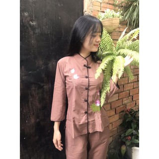 Tim viền vải kate đồ lam đồ phật tử đồ lam nữ