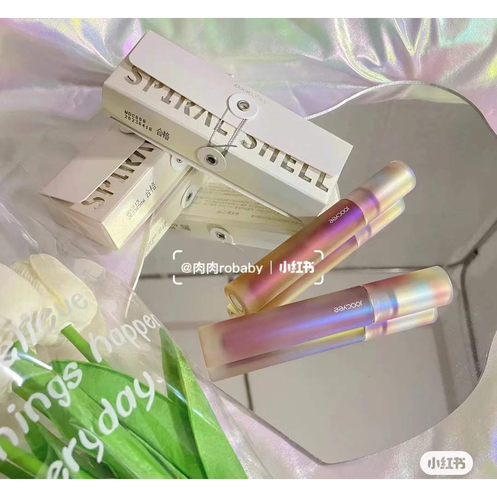 Joocyee Shell lip gloss Son môi mềm mịn sáng bóng không bết dính màu hồng nâu tự nhiên không thấm nước lâu trôi