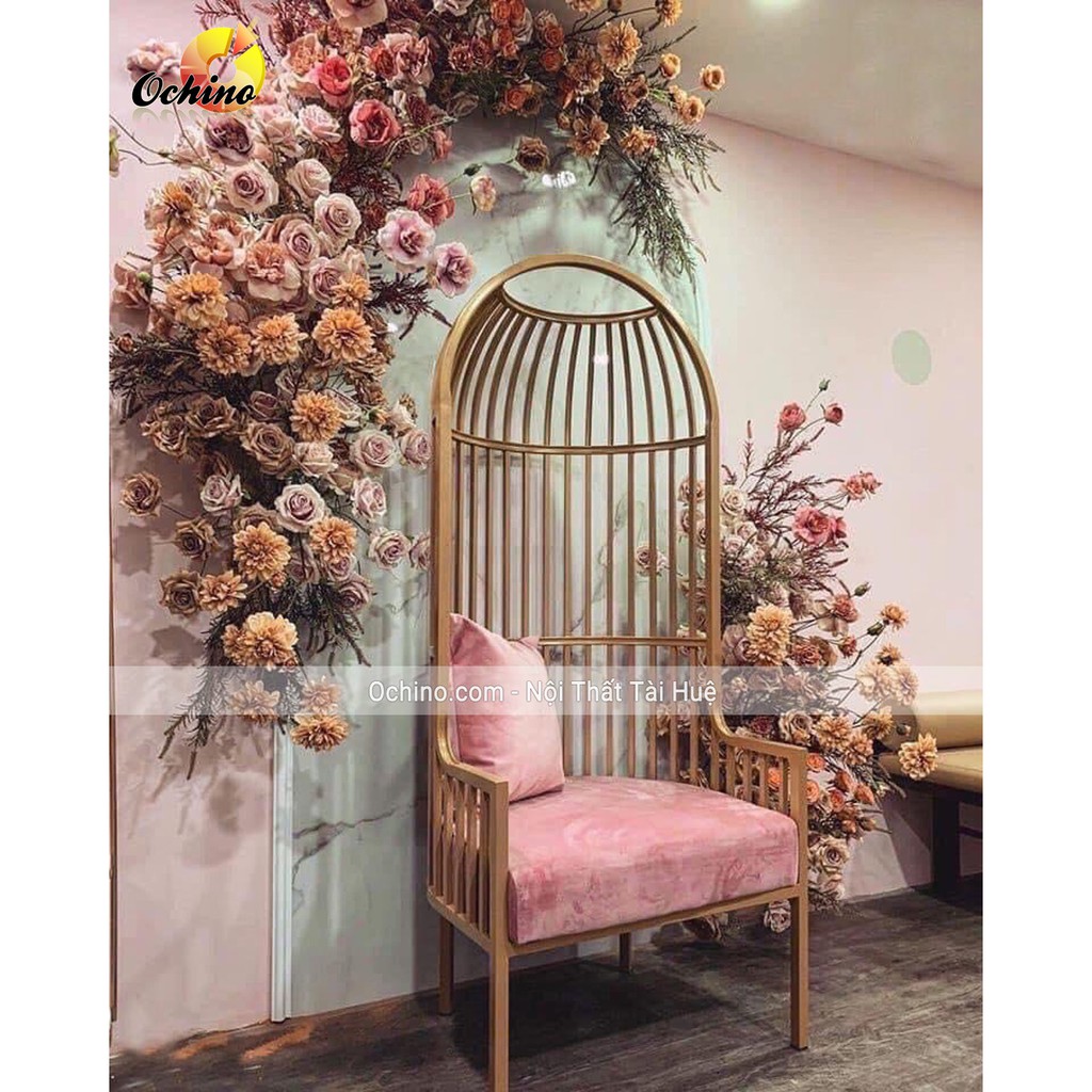 Ghế Hình Lồng Chim, Ghế Sofa Nữ Hoàng Dùng Dể Trang Trí Chụp Hình Quán Quần Áo Hoặc Cafe (Tặng Kèm Gối)