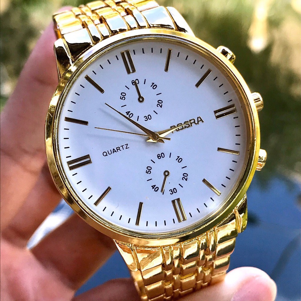 Đồng hồ thời trang nam nữ Rosra dây kim loại vàng sang trọng MS662