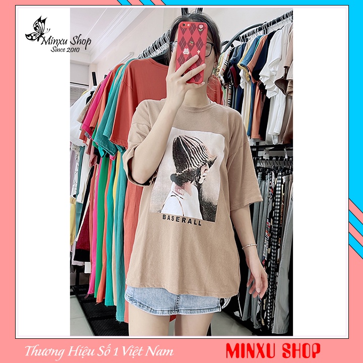 Áo phông nữ, áo thun cotton chất dày đẹp dáng thụng mặc giấu quần hình cô gái cá tính phom đẹp QCL1 Minxu shop mã AO95