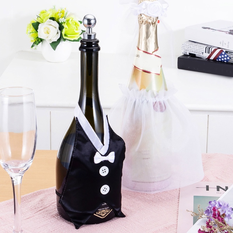 Set 2 Vỏ Bọc Chai Rượu Vang Hình Váy Cưới