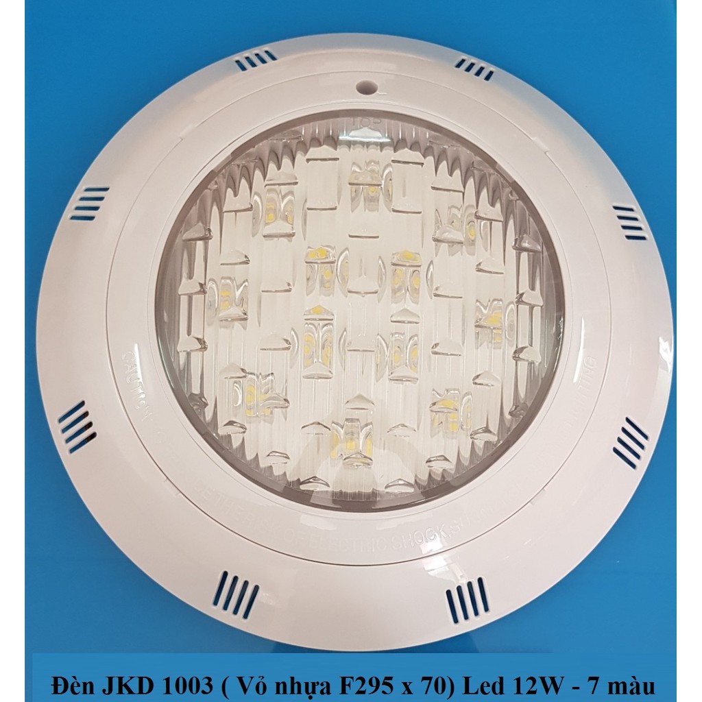 Đèn led dưới nước 7 màu 12W-12V đổi màu tự động vỏ ngoài bằng nhựa dùng trang trí cho bể bơi hoặc sân vườn, hồ cá