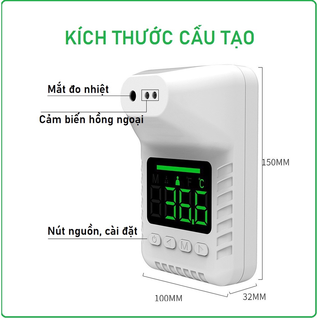 Máy đo thân nhiệt cảm biến hồng ngoại tự động, đo từ xa tránh tiếp xúc an toàn phòng dịch