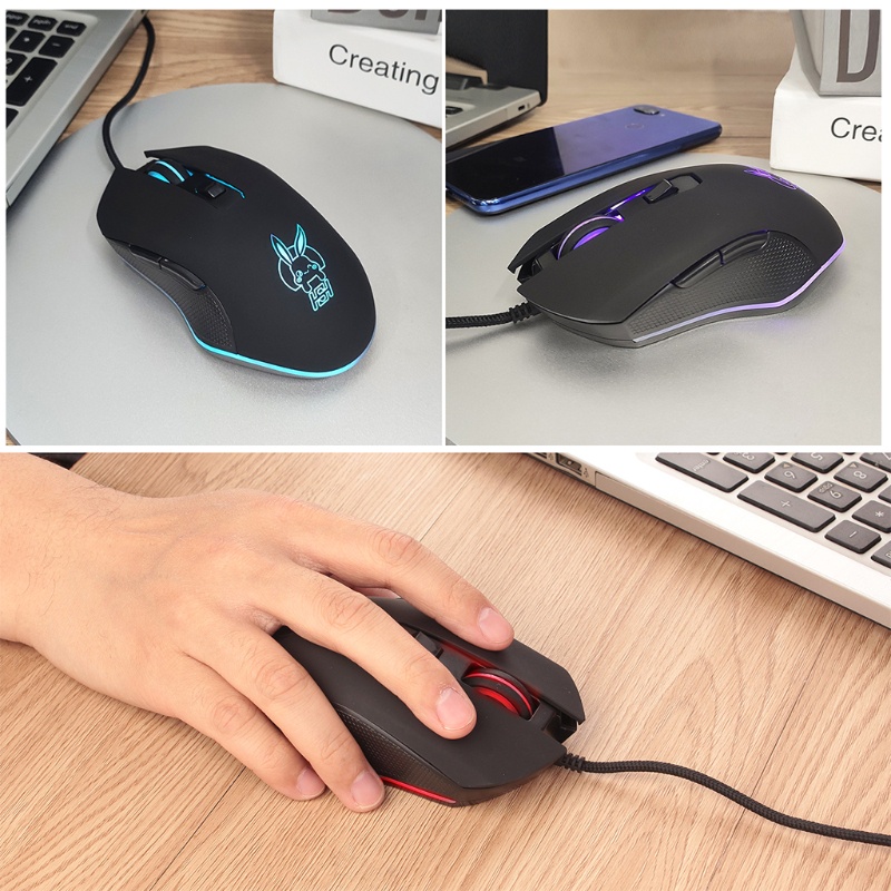Chuột Máy Tính Có Dây USB Hình Thỏ 2400DPI Type C Có Đèn Nền 2400DPI Cho PC laptop