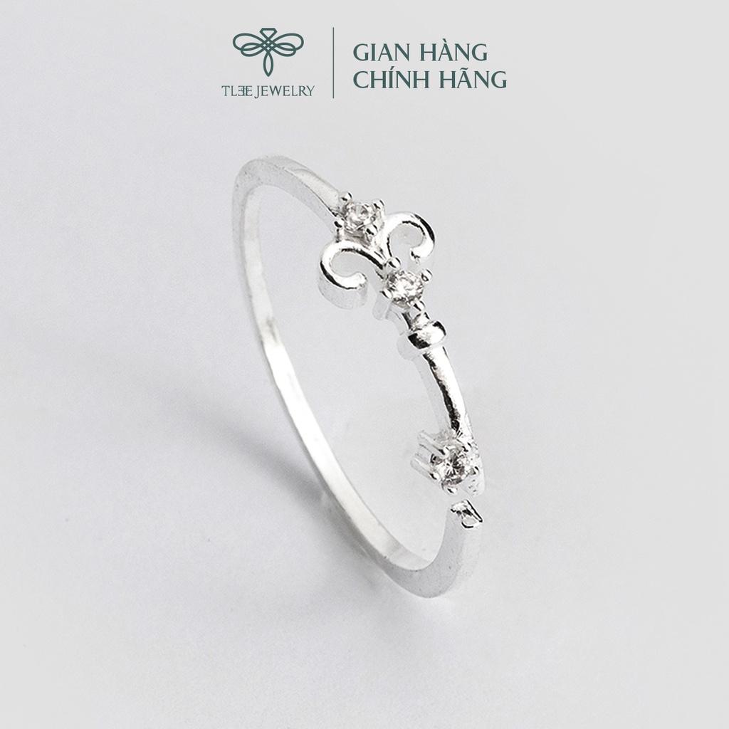 Nhẫn bạc nữ TLEE hoa leo nhỏ đính đá lấp lánh dáng hở thanh lịch NCJ A0186