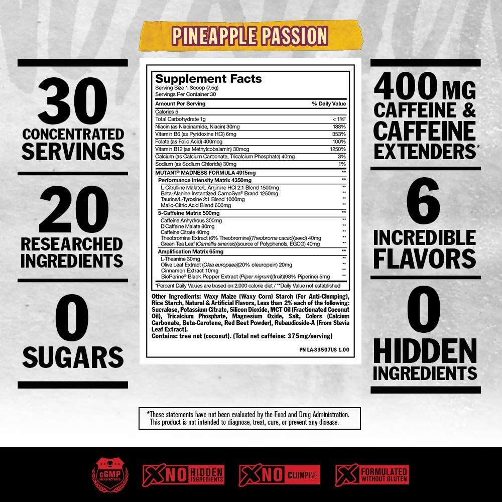 Preworkout Madness Mutant 30 lần dùng - Tăng sức mạnh mutant madness pre workout