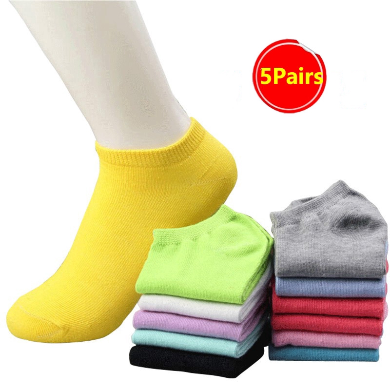 Bộ 5 đôi vớ cổ thuyền thiết kế xinh xắn cho phái nữ