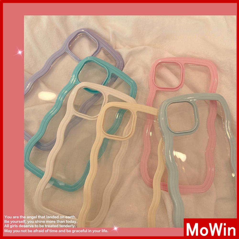 Ốp điện thoại silicone dẻo trong suốt viền gợn sóng màu sắc kẹo ngọt thích hợp cho iPhone 11 13 Pro Max 12 Pro Max XR