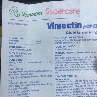 Vimectin Pour On 20ml - Ve Bọ Chét Chó Mèo Mạt Gà