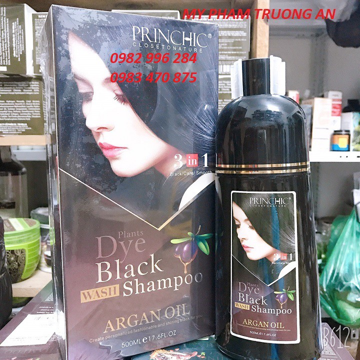Gội Nhuộm Đen Tóc Phủ Bạc Princhic 500ml Quick Black Hair Shampoo