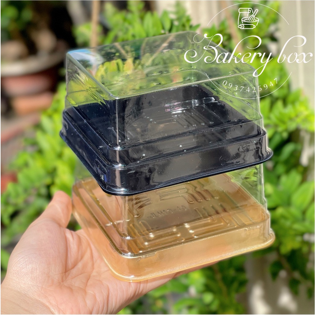 JLH10-10 | 100 Hộp Nhựa Đế Vàng Đựng Bánh Trung Thu 180gr - 250gr (Mẫu Mới 2022)
