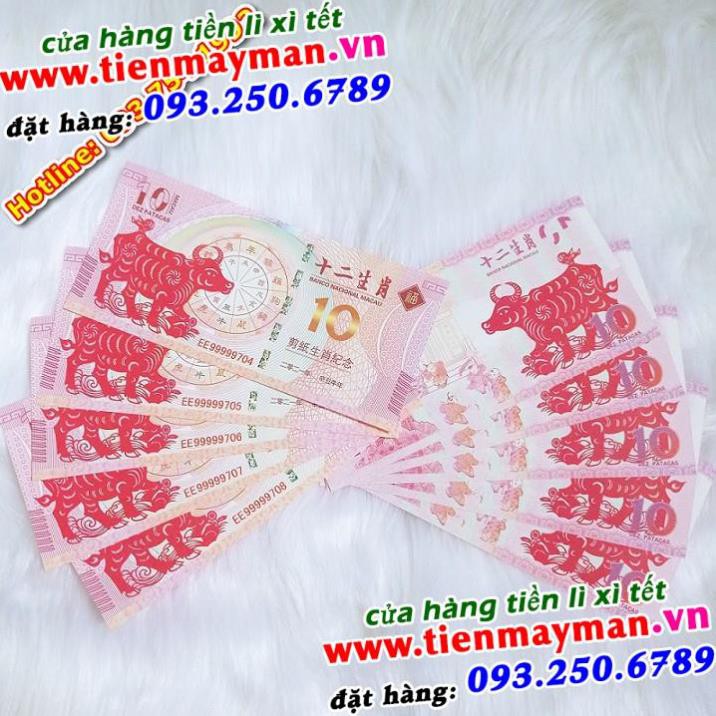 Tờ Tiền Hình Con Trâu Mệnh Giá 10 MaCao Lì Xì Tết 2021