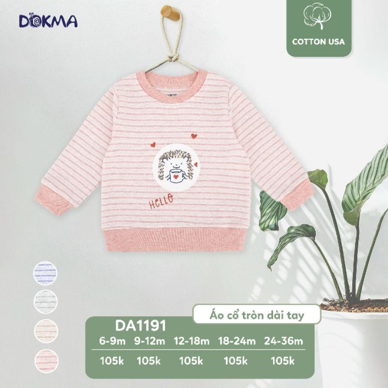 Dokma - Áo nỉ coton kẻ ngang cho bé trai, bé gái từ 6 tháng đến 3 tuổi