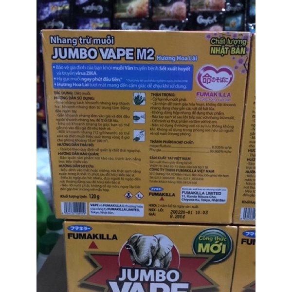 Hương muỗi - nhang trừ muỗi Jumbo Vape hộp 10 khoanh hương hoa lài