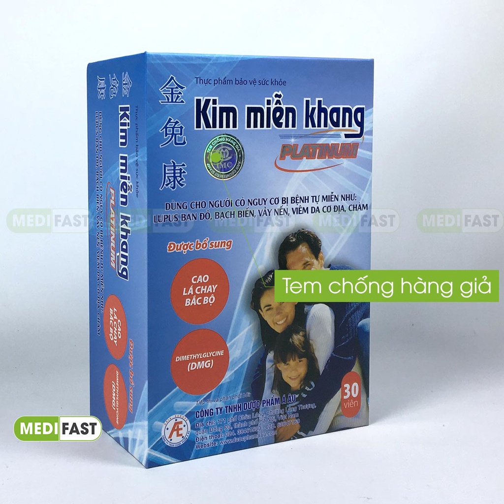 Kim Miễn Khang Platinum Hộp 30 viên giúp giảm nguy cơ tiển triển &amp; mắc các bệnh tự miễn, vảy nến do sức đề kháng kém