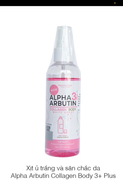 Xịt Collagen Trắng da Alpha Arbutin 3plus Collagen Body  White Spray 100ml Chính hãng