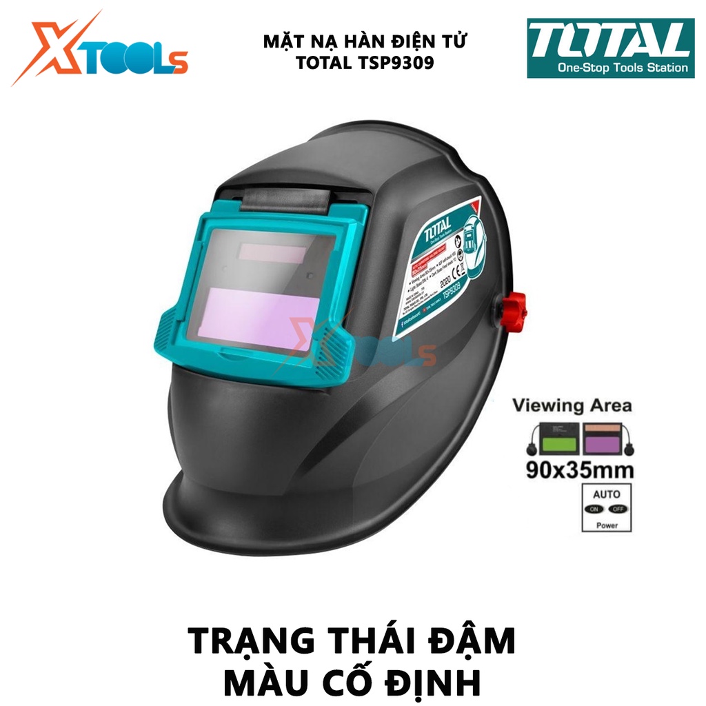 Mặt nạ hàn điện tử TOTAL TSP9309 mặt nạ hàn tự động Vùng quan sát 90×35mm, Kích thước vùng tối 110 × 90 × 9mm [XTOOLs]