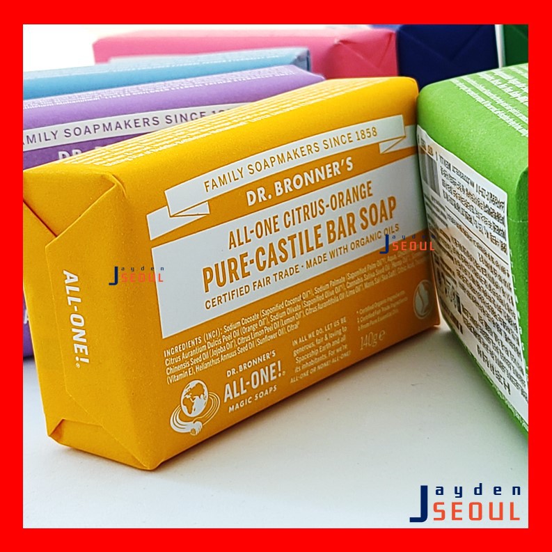 Xà phòng thanh Dr-Bronner's @Hàng-Mỹ All-one-Hemp-Pure-Castile-Bar-Soap (140G)