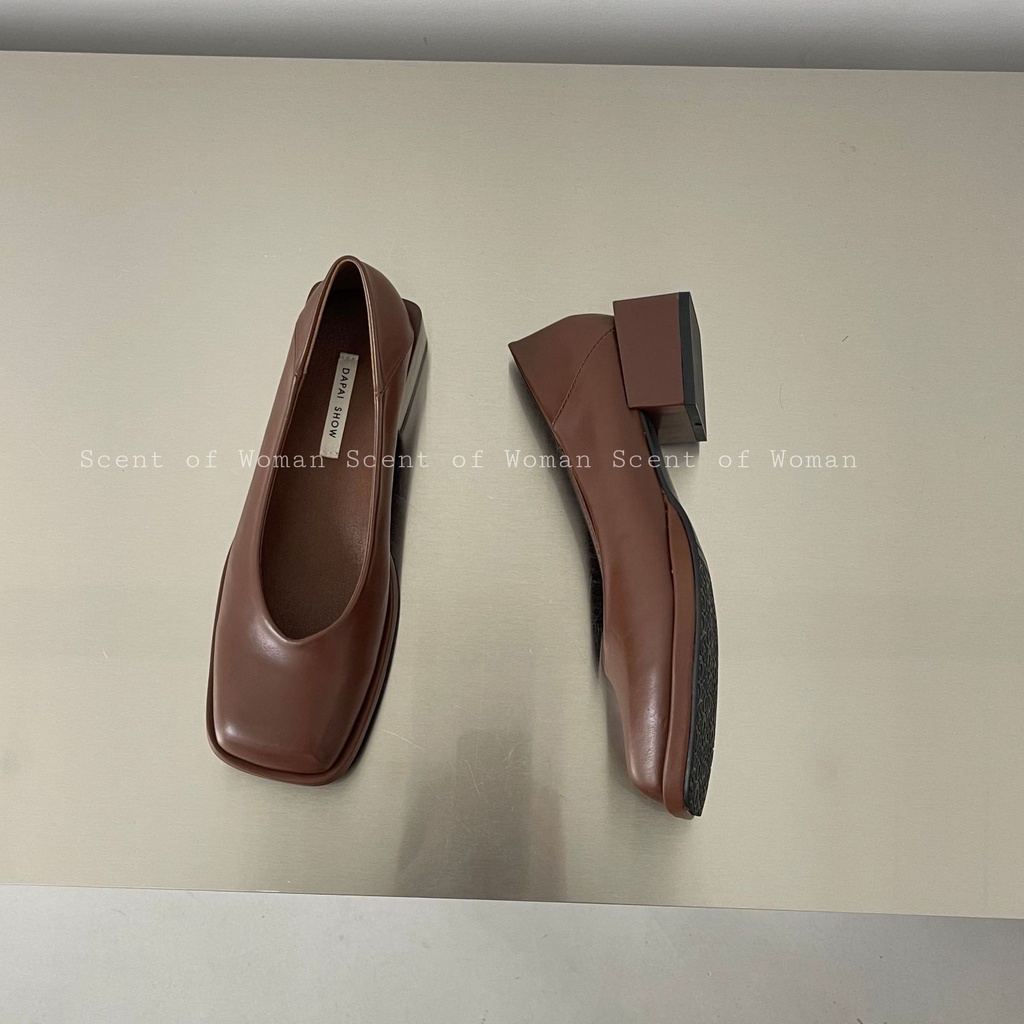 Giày nữ mũi vuông gót 2cm thời trang Hàn Quốc