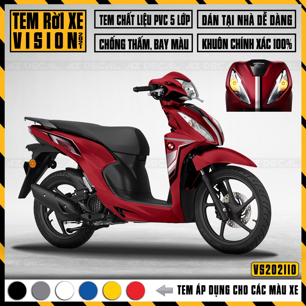 Tem Rời Xe Vision 2015 - 2022 Mẫu HP4 | VS10 | Decal Dán Xe Chống Nước, Bền Màu, Phù Hợp Xe Màu Đen, Đỏ, Trắng, Xanh