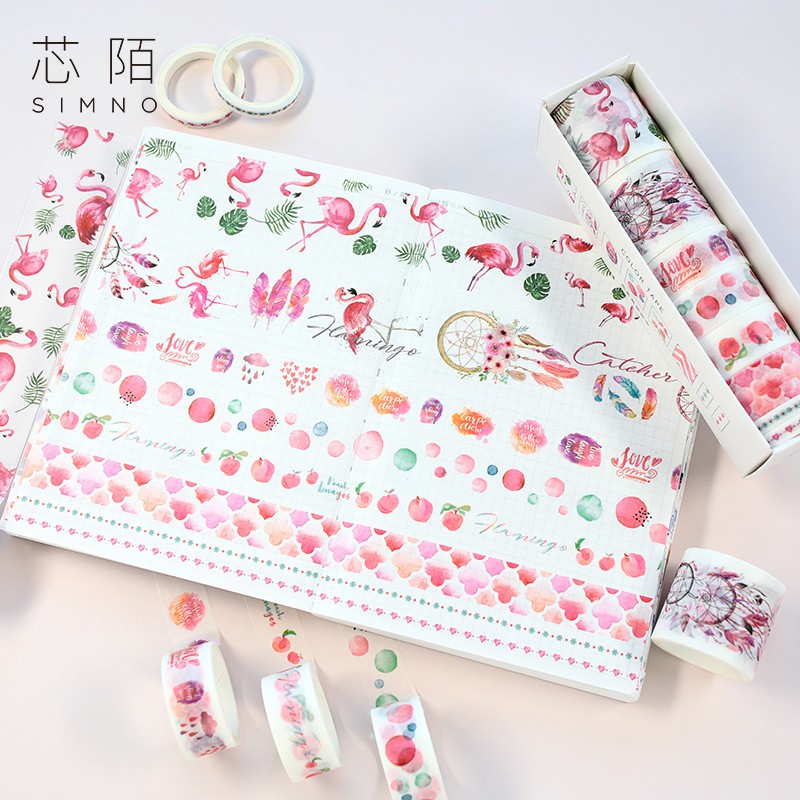 [Michi Art Store] Set Washi masking tape 8 cuộn băng dính trang trí theo tông màu phong cách Nhật Bản