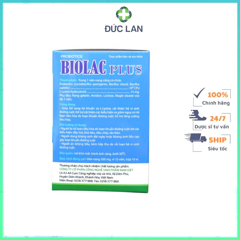 MEN VI SINH BIOLAC PLUS KẾT HỢP 3 LOẠI LỢI KHUẨN GIÚP KÍCH THÍCH TIÊU HÓA