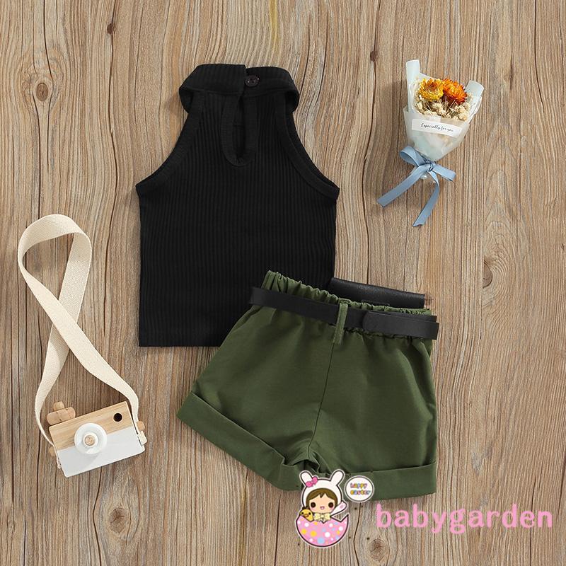 Set Áo Yếm + Quần Short + Túi Đeo Hông Thời Trang Mùa Hè Cho Bé Gái 6 Tháng - 8 Tuổi
