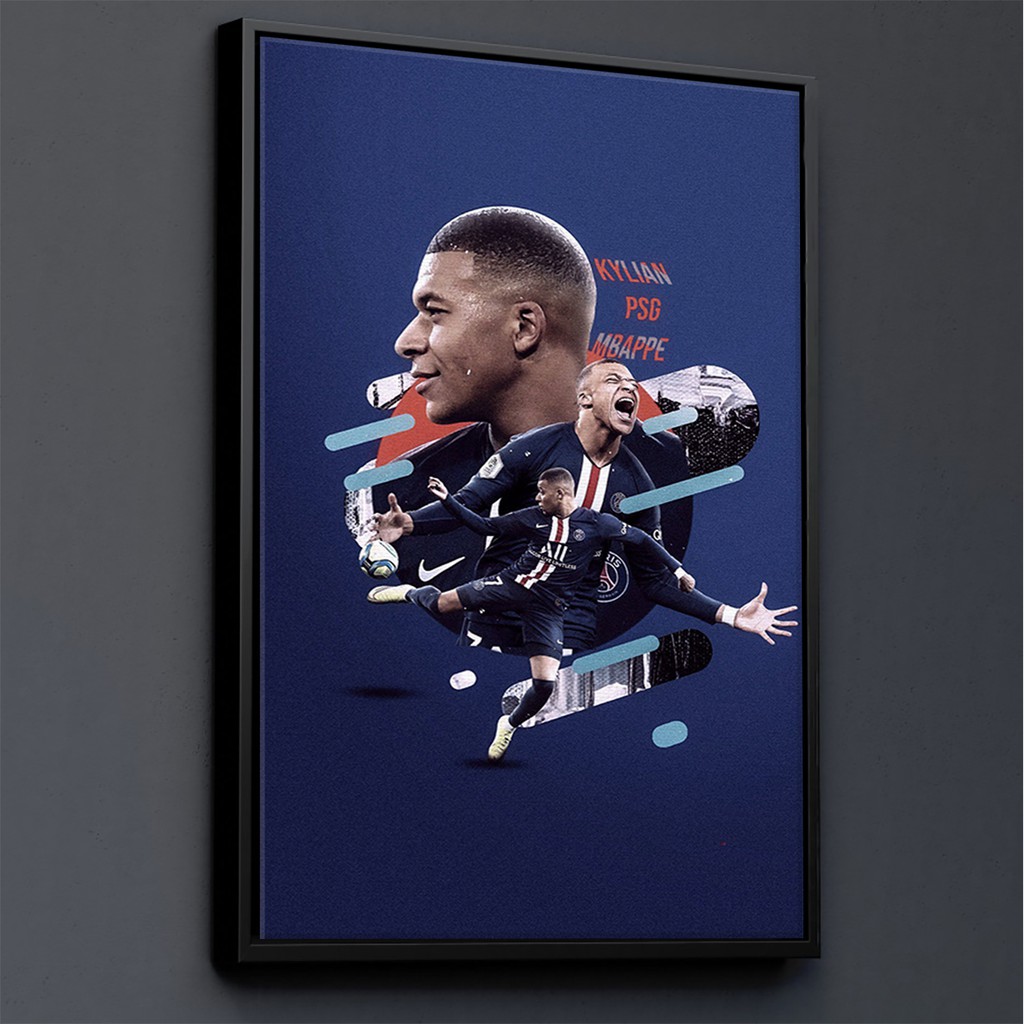 TRANH CANVAS CẦU THỦ BÓNG ĐÁ treo tường in theo yêu cầu - Kylian Mbappe