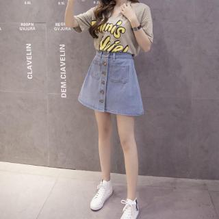 Chân Váy Denim Dáng Chữ A Phối Nút