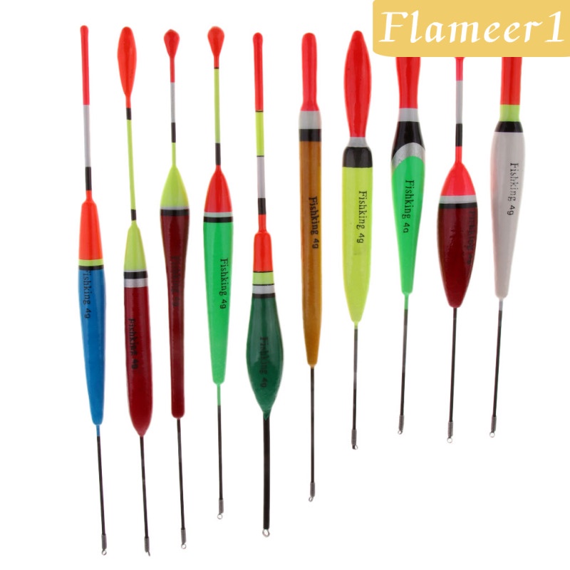 [Flameameer1] Set 10 Phao Câu Cá Dạng Đứng Bằng Gỗ Trọng Lượng 3g / 4g / 5g