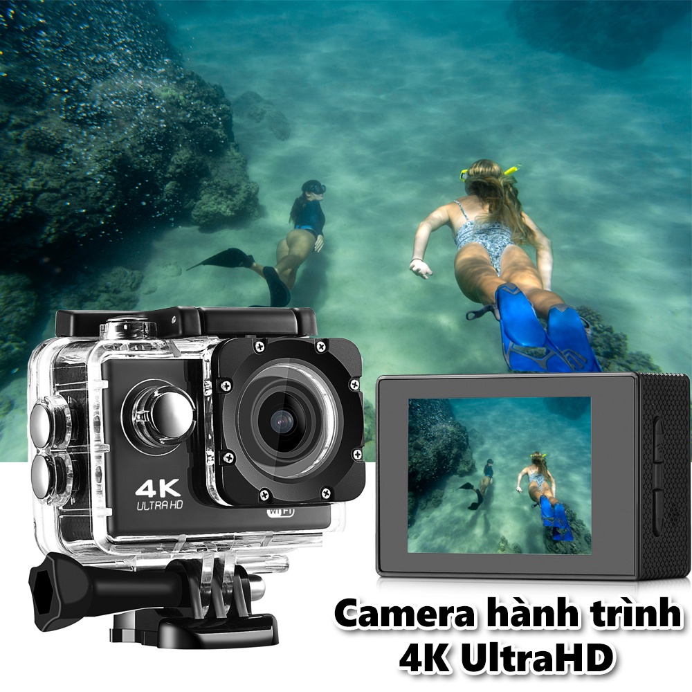 Camera hành trình xe máy Gắn Mũ Bảo Hiểm, Camera Hành trình chống nước 4K Sports Ultra HD DV - Bảo hành 1 năm 1 đổi 1