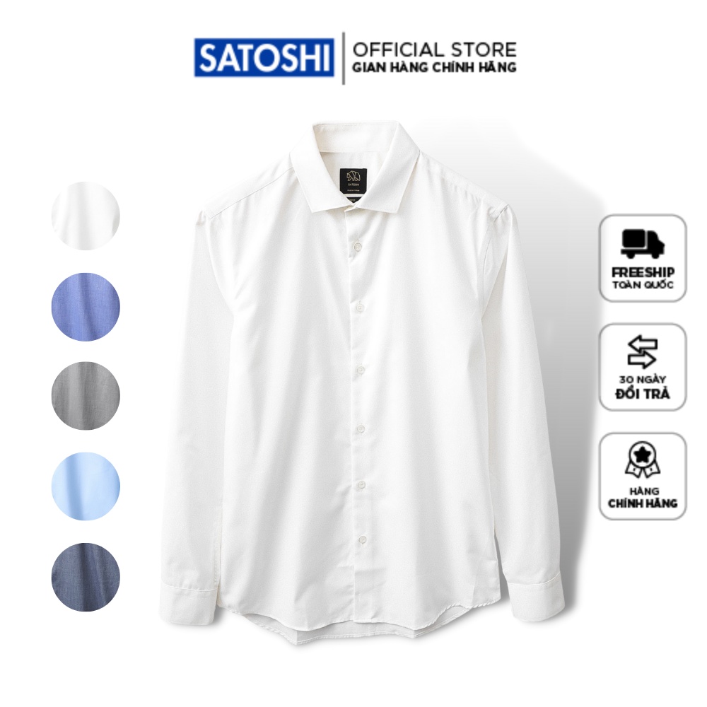 Áo sơ mi nam SATOSHI SASM57 chất cotton lụa kẻ ô nhỏ ray dài dáng vừa nhiều màu