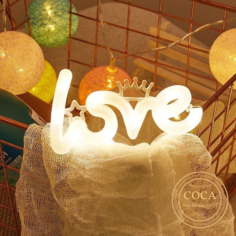 Đèn LED chữ LOVE dùng trang trí tiệc, quà tặng, hộp quà, bó hoa, bánh kem
