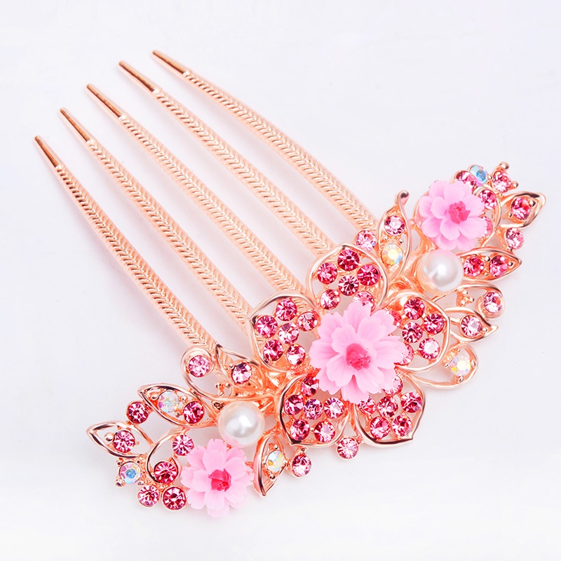 Lược Cài Tóc Hình Hoa Đính Đá Sang Trọng Cho Cô Dâu