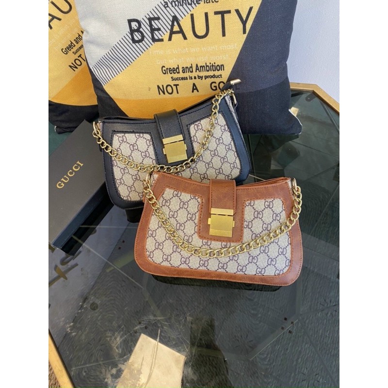 Túi xách  kẹp Nách in hoạ tiết CD khoá vuông mẫu mới❣️FREESHIP❣️