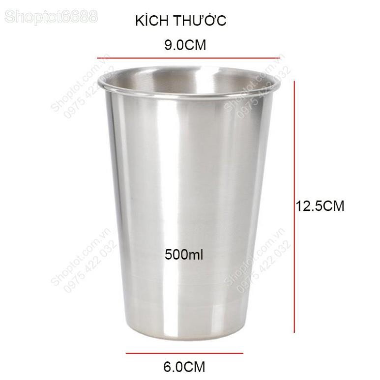Cốc ly uống nước bằng inox 304 loại 1 lớp loại 320ml hoặc 500ml tùy chọn