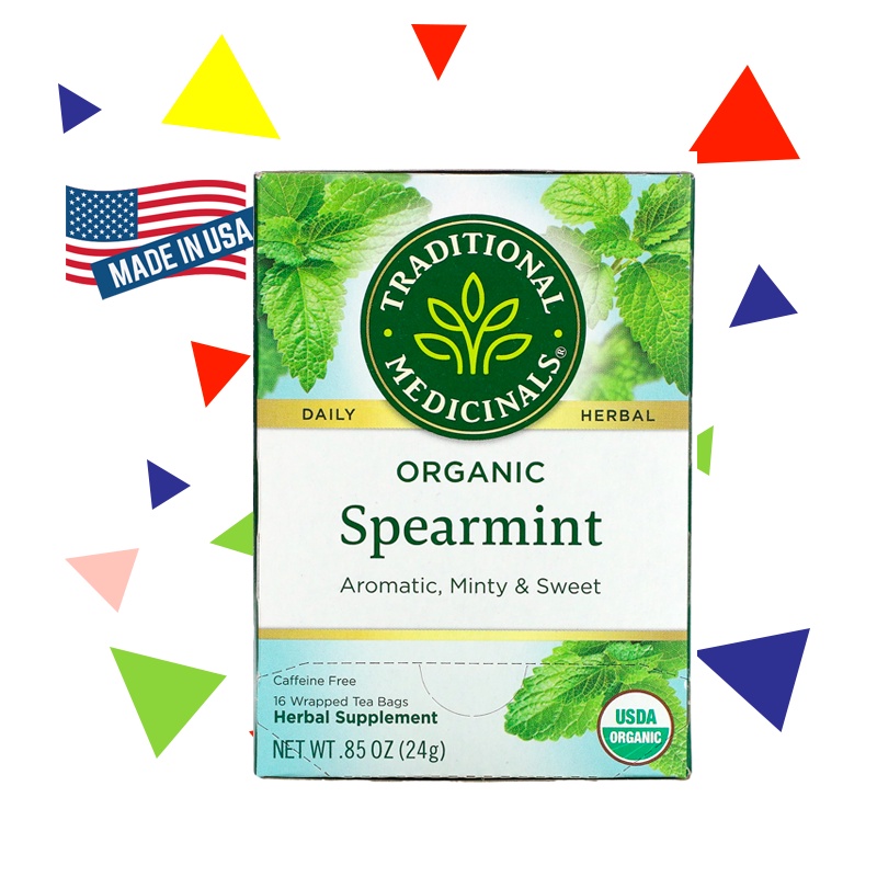 Trà Traditional Medicinals Organic Spearmint - Hỗ Trợ Tiêu Hóa Khỏe Mạnh 16 gói