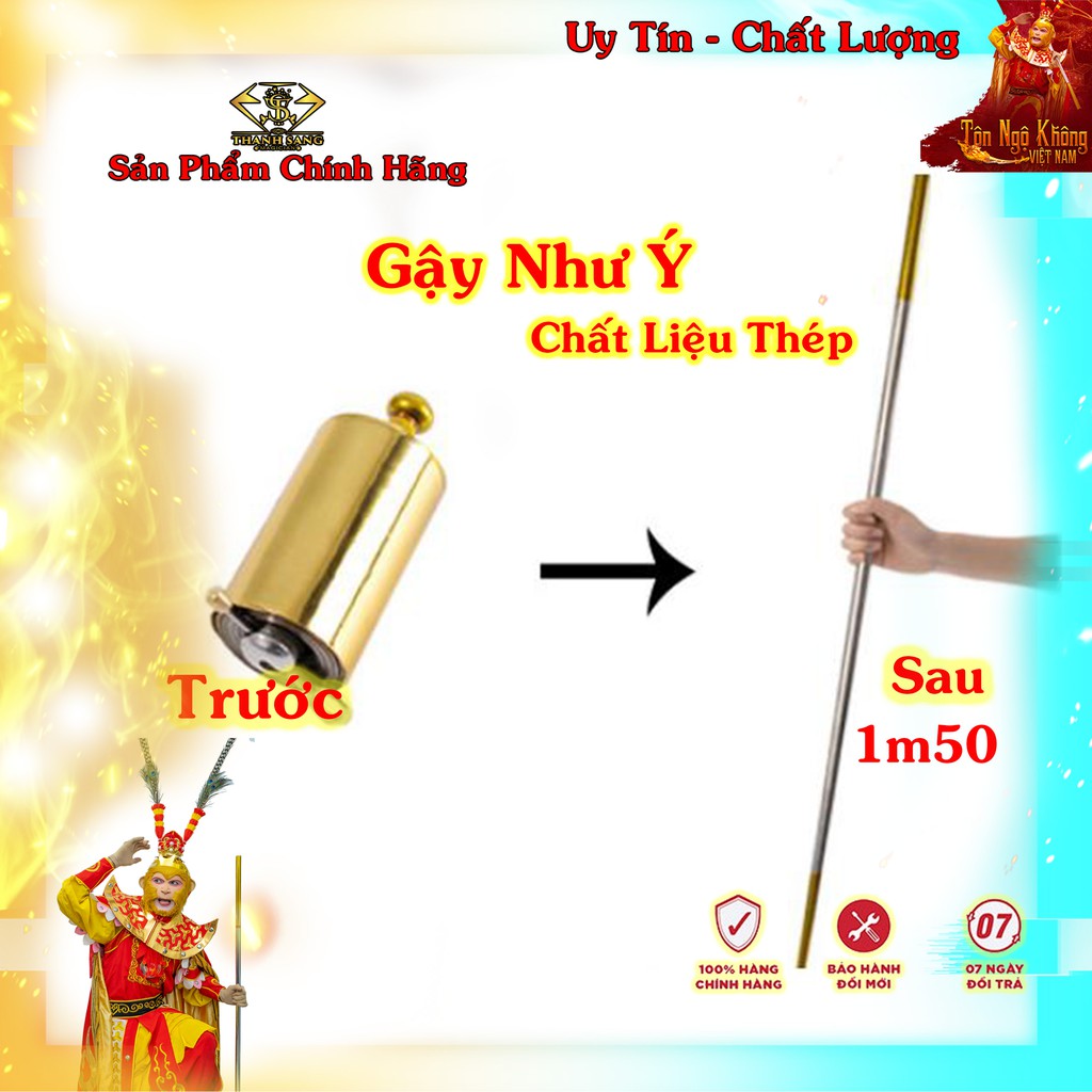 [ 2 ĐẦU VÀNG] GẬY NHƯ Ý-Gậy Ảo Thuật Thép Loại Cao Cấp 1m5 - GIÁ HỦY DIỆT-Shop Tôn Ngộ Không Vn