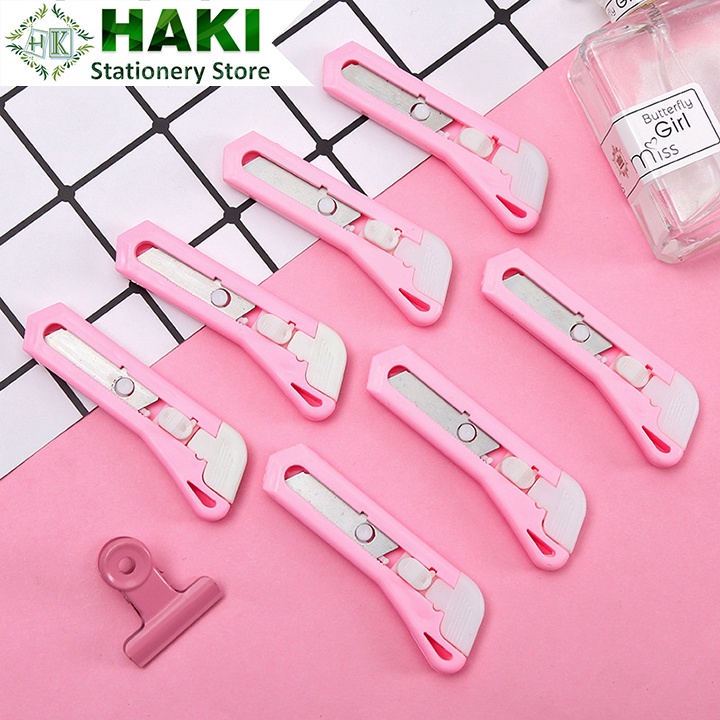 Dao rọc giấy mini cute, dao cắt giấy màu hồng HAKI dễ thương loại tốt