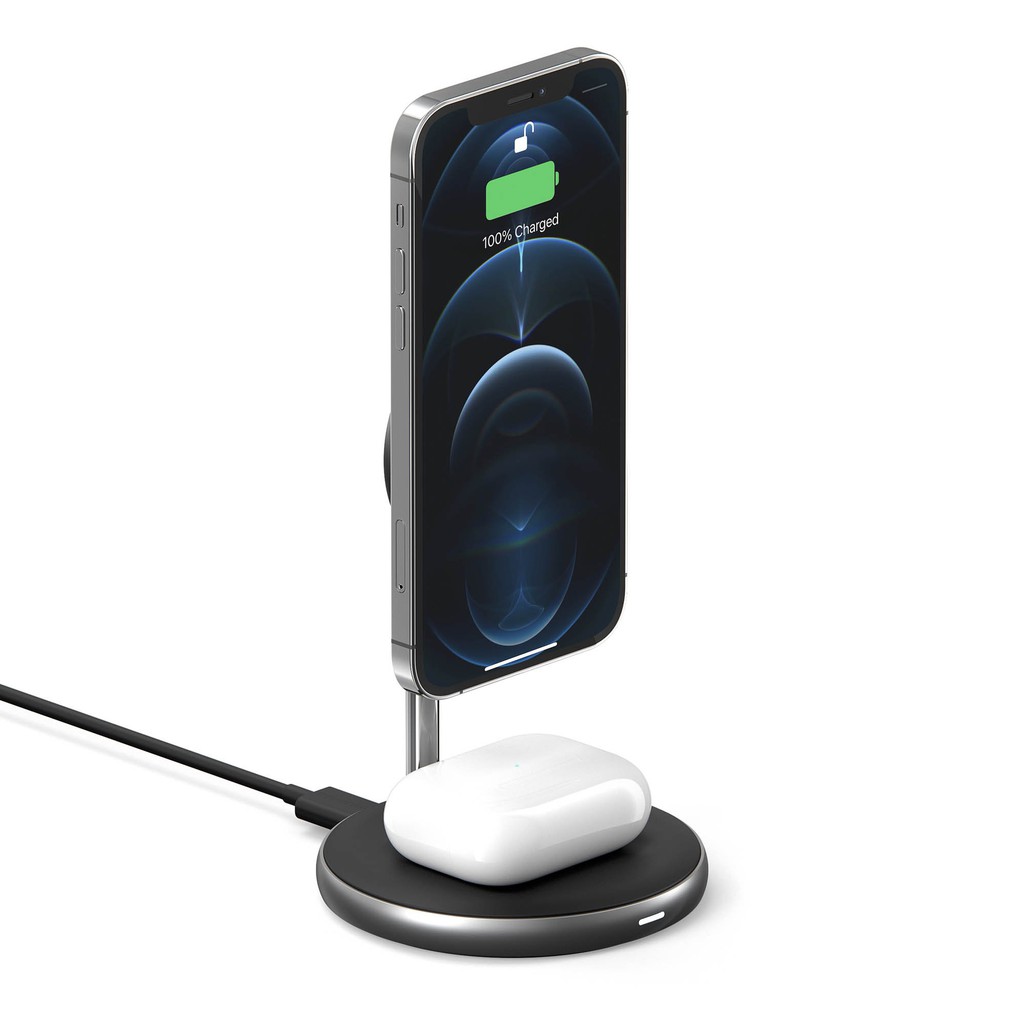 Bộ sạc không dây HyperJuice Magnetic 2in1 Wireless Charging Stand iPhone 12 Series & AirPods (HJ461) - Chính Hãng