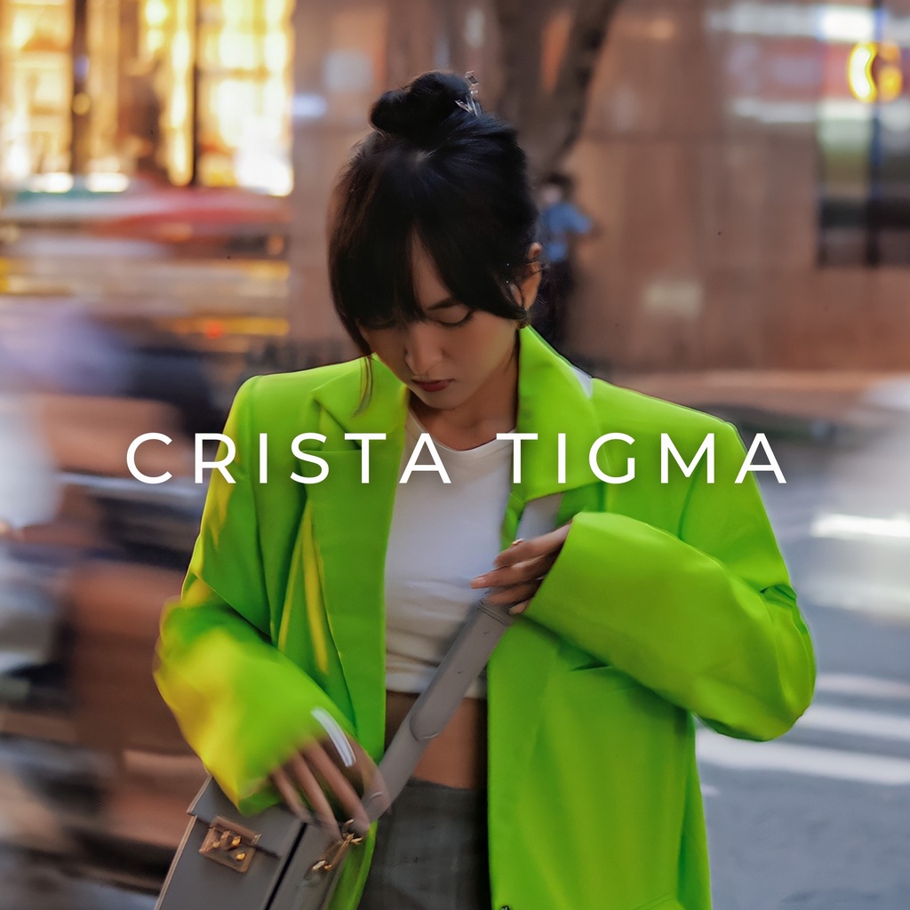 Vest nữ Crista Tigma xanh neon chuối có độn vai dày đứng form