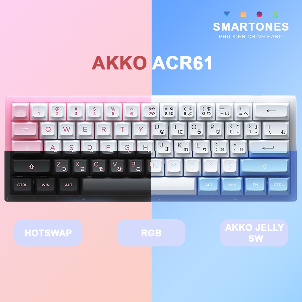 Bàn phím cơ AKKO ACR61 Black / White / Blue / Pink (Hotswap / RGB / AKKO CS Jelly sw) - Hàng chính hãng