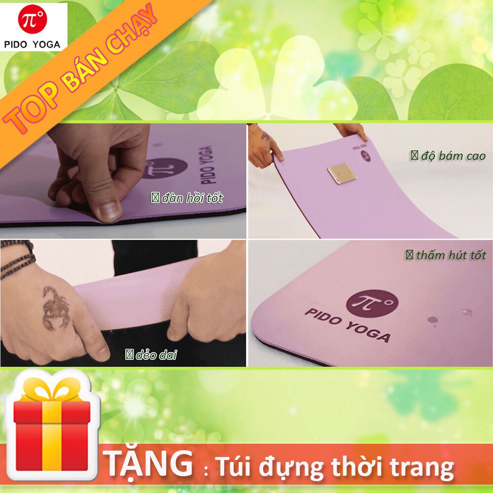 Thảm yoga pido định tuyến 5mm PU Cao Cấp (tặng túi xịn)